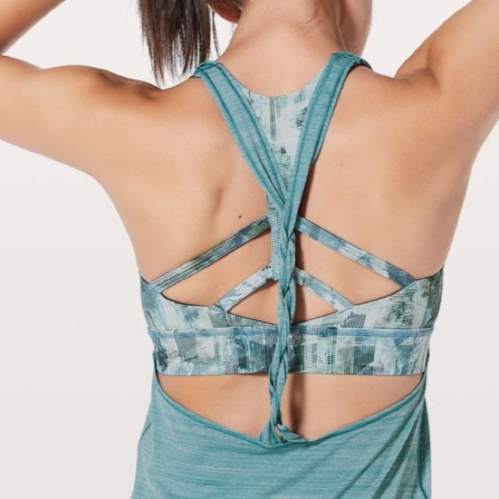 Lululemon Twist & Toil Tank - Heathered Teal Blue / Sun Dazed Multi Blue